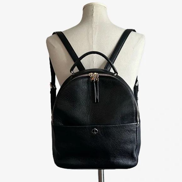 Black Kate Spade New York Pebbled Leather Polly Medium Backpack - Picture 1 of 5